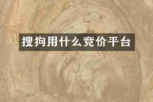 搜狗用什么竞价平台