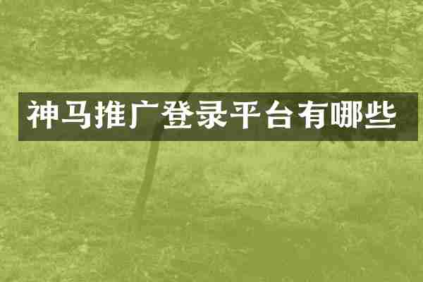 神马推广登录平台有哪些