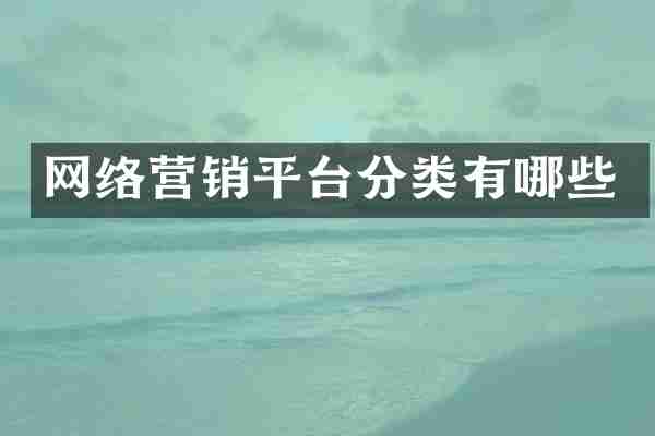 网络营销平台分类有哪些