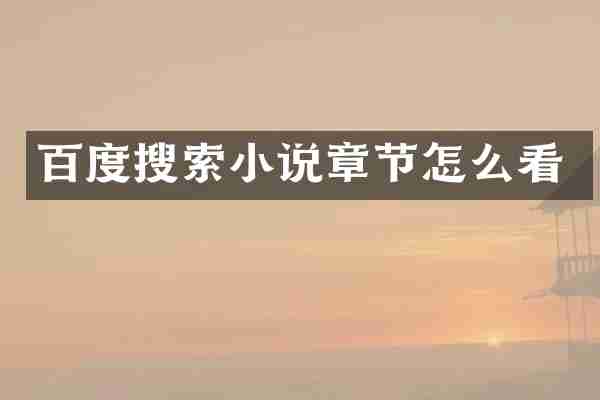 百度搜索小说章节怎么看