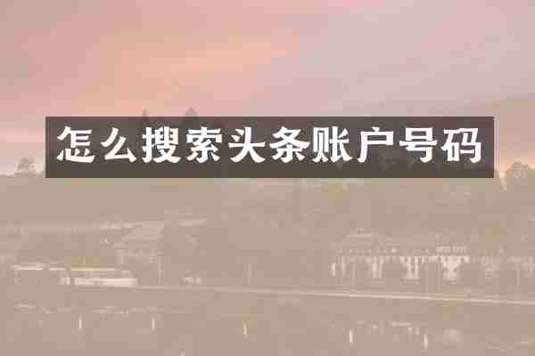怎么搜索头条账户号码