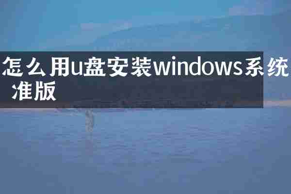 怎么用u盘安装windows系统标准版