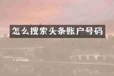 怎么搜索头条账户号码