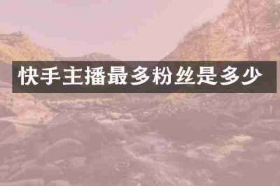 快手主播最多粉丝是多少