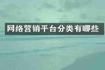 网络营销平台分类有哪些