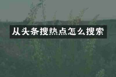 从头条搜热点怎么搜索