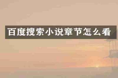 百度搜索小说章节怎么看