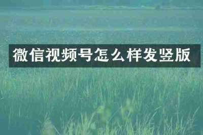 微信视频号怎么样发竖版
