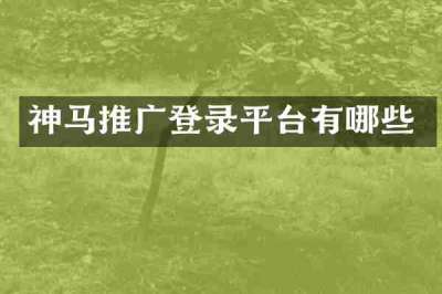 神马推广登录平台有哪些