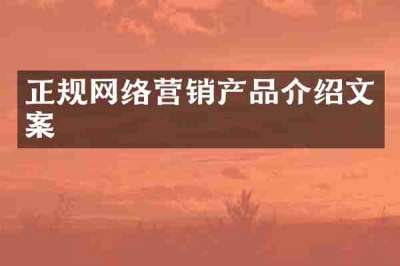 正规网络营销产品介绍文案