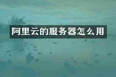 阿里云的服务器怎么用