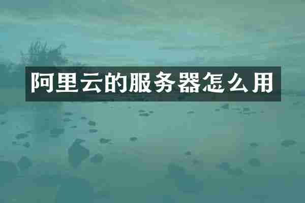 阿里云的服务器怎么用
