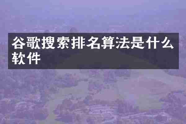 谷歌搜索排名算法是什么软件