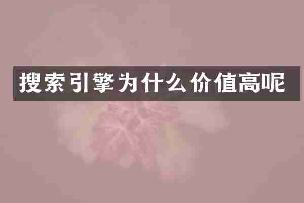 搜索引擎为什么价值高呢