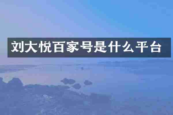 刘大悦百家号是什么平台
