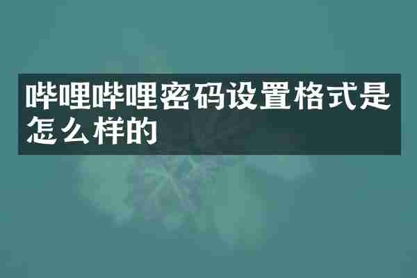 哔哩哔哩密码设置格式是怎么样的