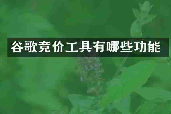 谷歌竞价工具有哪些功能