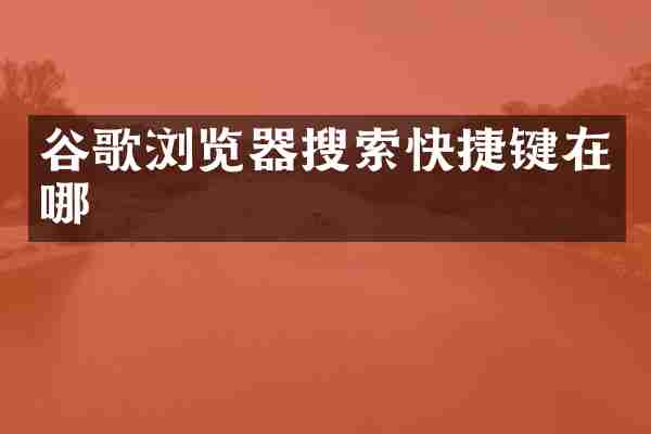 谷歌浏览器搜索快捷键在哪