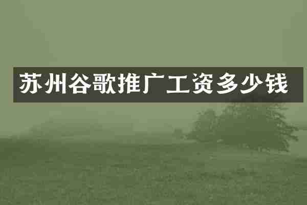 苏州谷歌推广工资多少钱