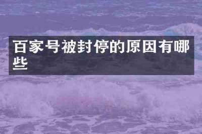 百家号被封停的原因有哪些