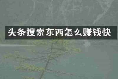 头条搜索东西怎么赚钱快