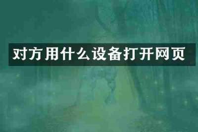 对方用什么设备打开网页