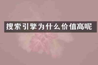 搜索引擎为什么价值高呢