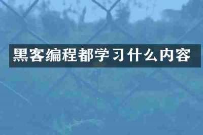 黑客编程都学习什么内容