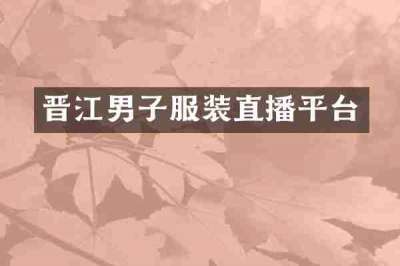 晋江男子服装直播平台