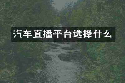 汽车直播平台选择什么