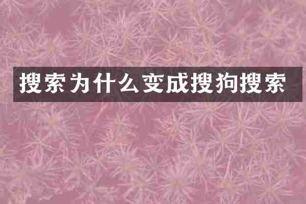 搜索为什么变成搜狗搜索