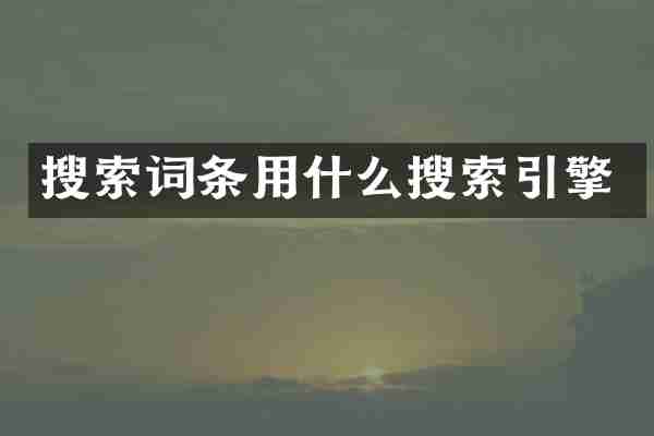 搜索词条用什么搜索引擎
