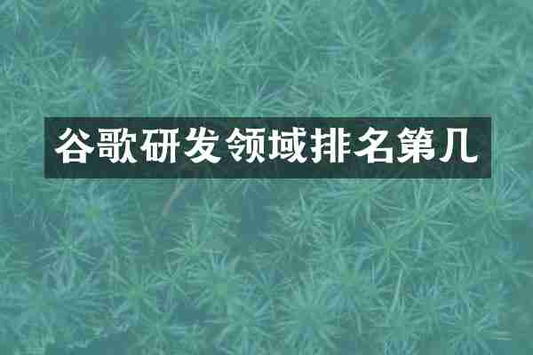 谷歌研发领域排名第几