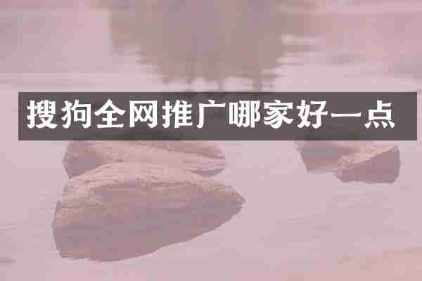 搜狗全网推广哪家好一点