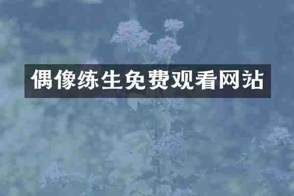 偶像练生免费观看网站
