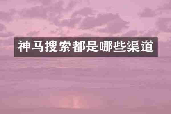 神马搜索都是哪些渠道