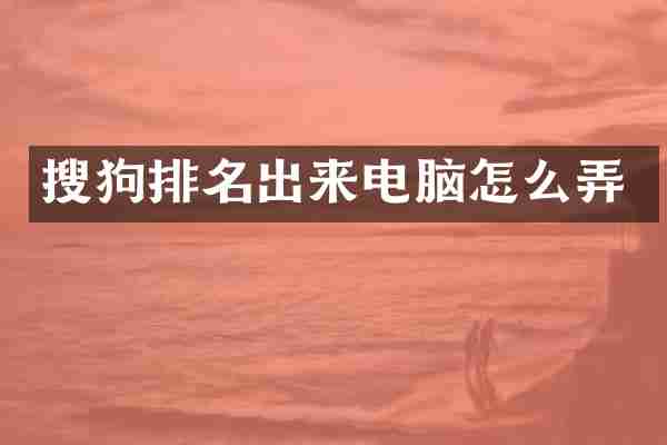 搜狗排名出来电脑怎么弄