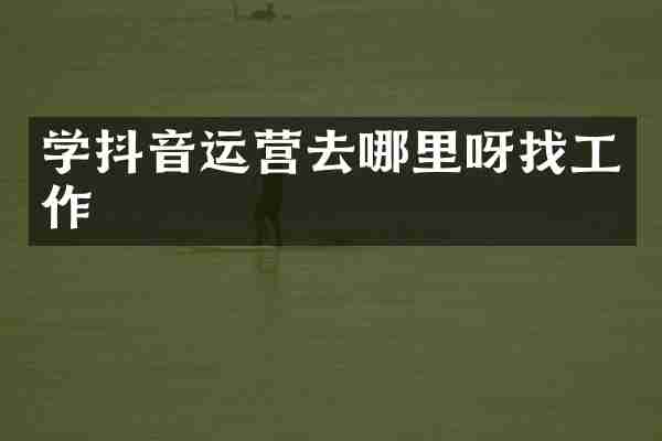 学抖音运营去哪里呀找工作