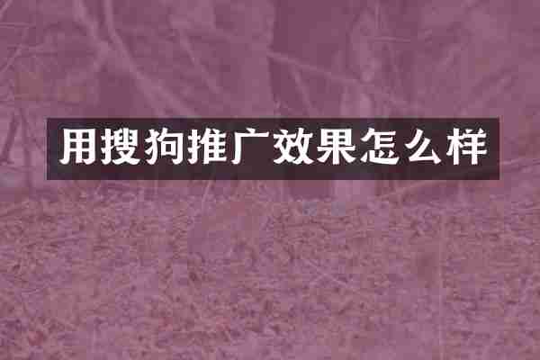 用搜狗推广效果怎么样