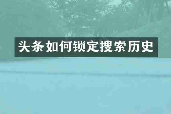 头条如何锁定搜索历史