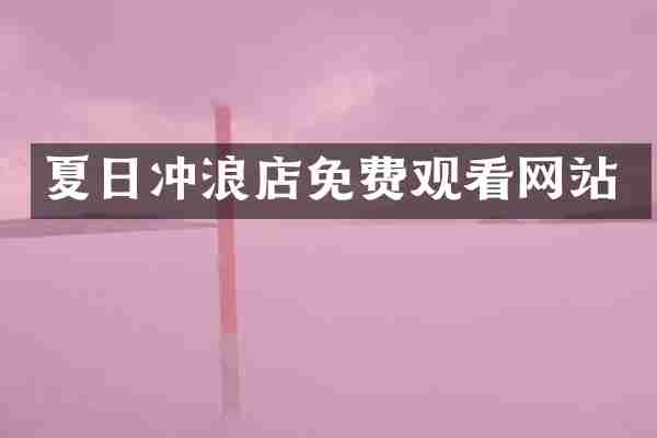 夏日冲浪店免费观看网站
