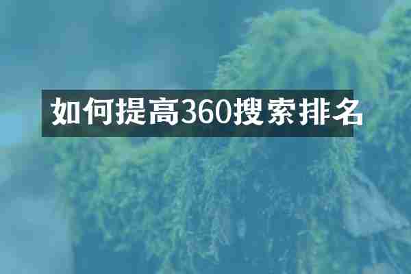 如何提高360搜索排名