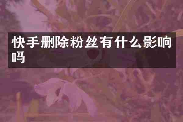 快手删除粉丝有什么影响吗