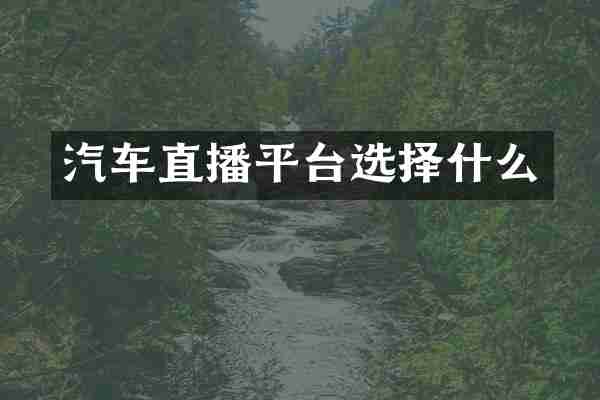 汽车直播平台选择什么