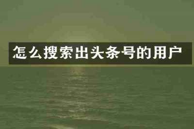 怎么搜索出头条号的用户