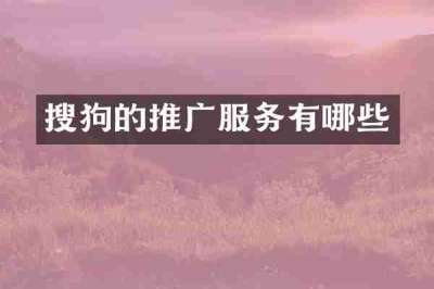 搜狗的推广服务有哪些