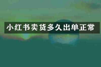 小红书卖货多久出单正常