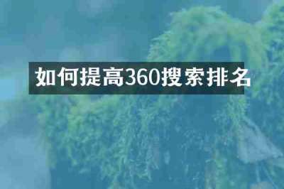 如何提高360搜索排名