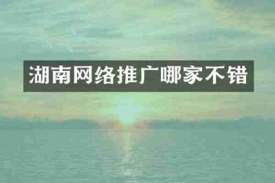 湖南网络推广哪家不错