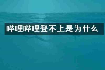 哔哩哔哩登不上是为什么